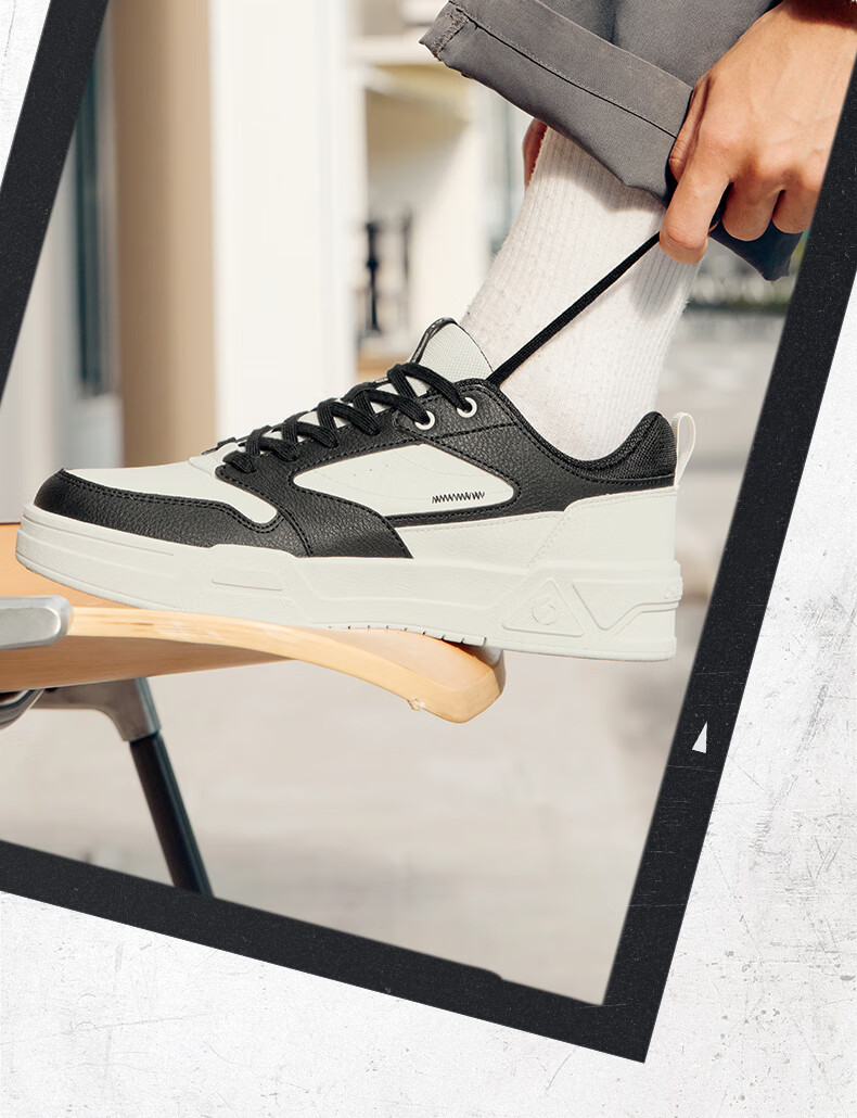361° Men's Sports Shoes Spring Summer New Retro Leather Basic White Casual Sneakers 672616618-2 14