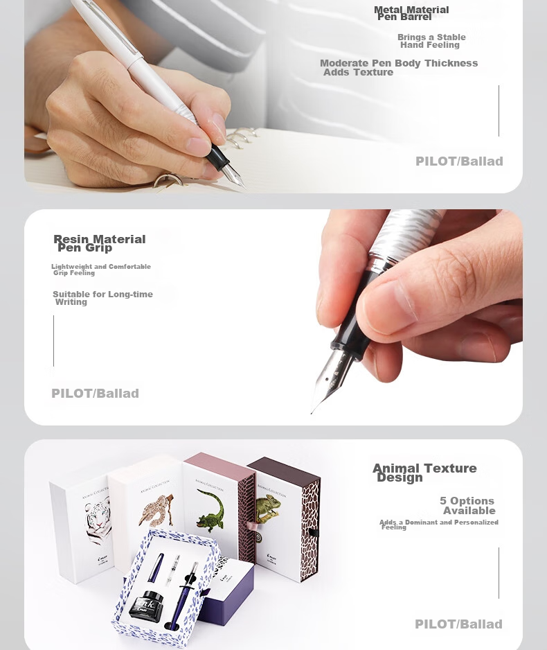 PILOT 88G Student Calligraphy Practice Fountain Pen, High-End Gift Box Ink Set, Commercial Office Adult Gift, FPMR2 Black Crocodile Pattern M Nib 5