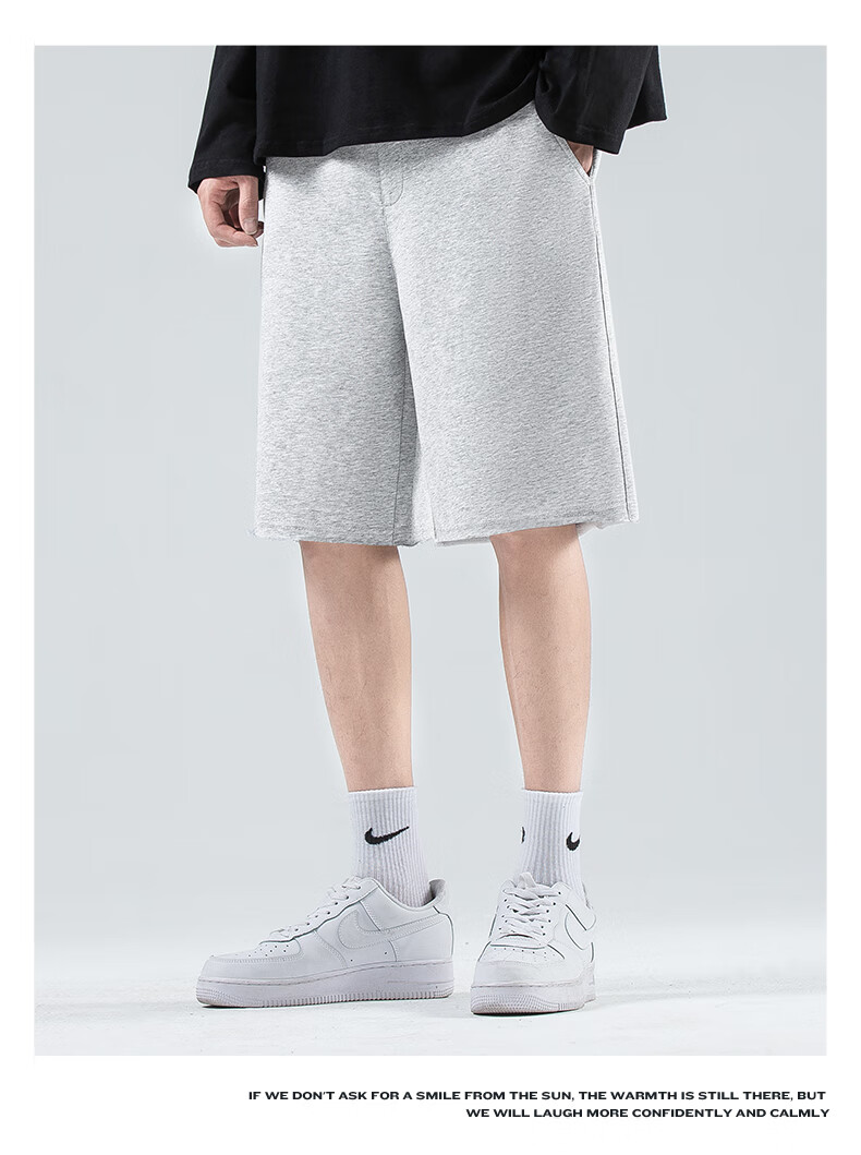 Baleno Men's Summer Heavyweight Cotton Casual Versatile Loose Fit Breathable Sports Mid-Length Shorts 6