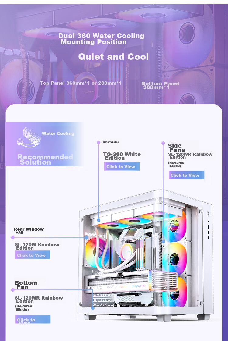 JONSBO TK-3 White Curved Panoramic ATX Case (Dual 360mm Radiator Support/ATX PSU/10 Fan Positions/Type-C Gen2 10Gbps+) 7