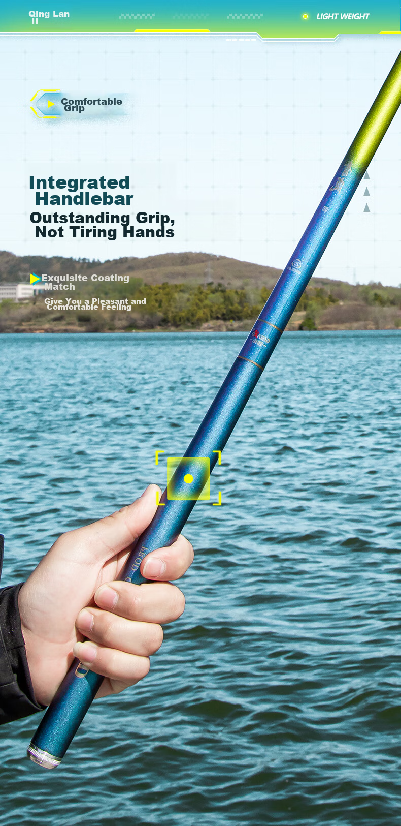 Grsaed Qinglan 6.3-Meter Fishing Rod Handheld Set, 28-Section Carbon Fiber Ultra-Light Ultra-Hard Pole Fishing Rod for Carp And Crucian Carp 15
