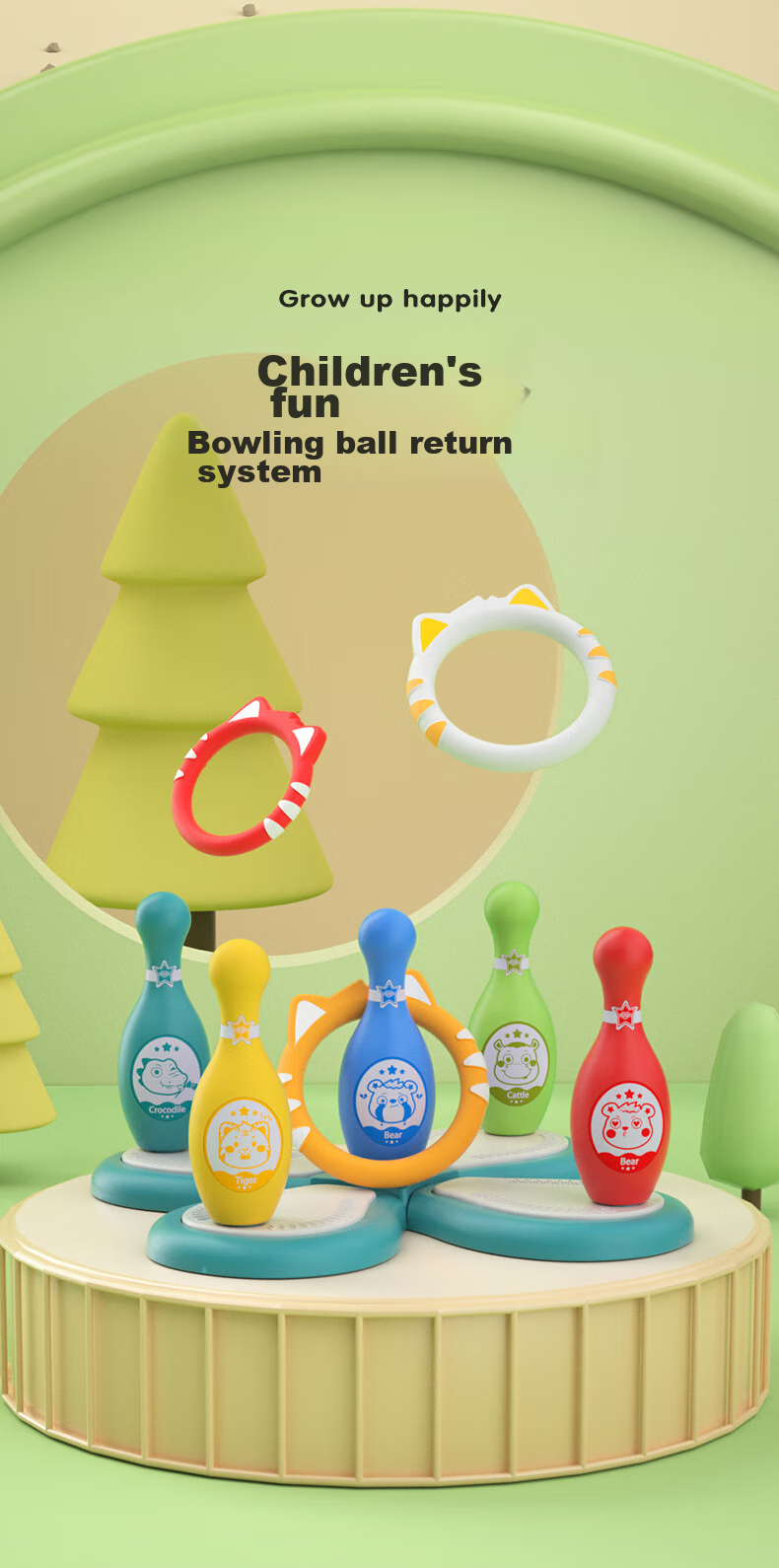 Hongdeng Children's Cartoon Bowling Set Large Size Indoor Sports Early Education Toy for Boys Girls Toddlers Birthday Gift 13