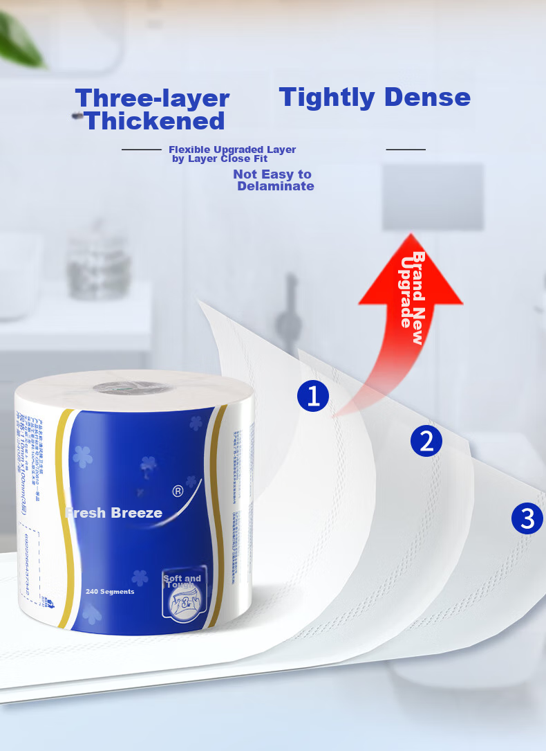 Qingfeng Core Roll Toilet Paper, 3-Ply, 240 Sheets*10 Rolls, Virgin Wood Pulp, for Hotels And Inns, B22AT3BN 4
