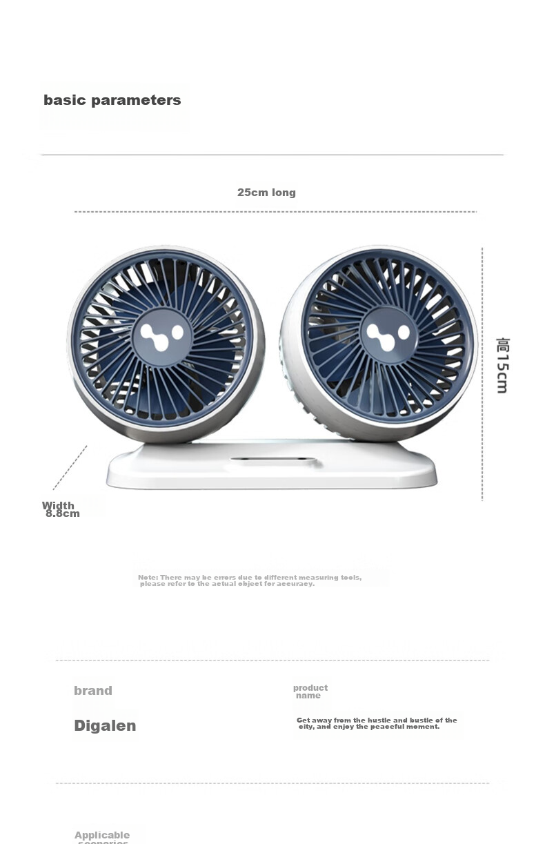 Dijialun Car Fan, 24V for Trucks, 12V Cooling, Small Bread Car, USB Interface, Powerful Dual-Head Electric Fa 29