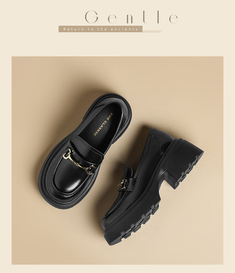 ZHR Women's Loafers, Versatile And Lightweight, College-Style Flats, Spring And Autumn Fashion Thick-Soled Women's Shoes, AH555, Black, Size 36 11