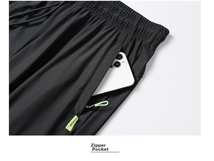ROMON Men's Shorts, Summer Ice Silk Quick-Dry Casual Outdoor Sports Elastic Breathable Large Size Three-Quarter Pants for Men, 2105 Black XL 19