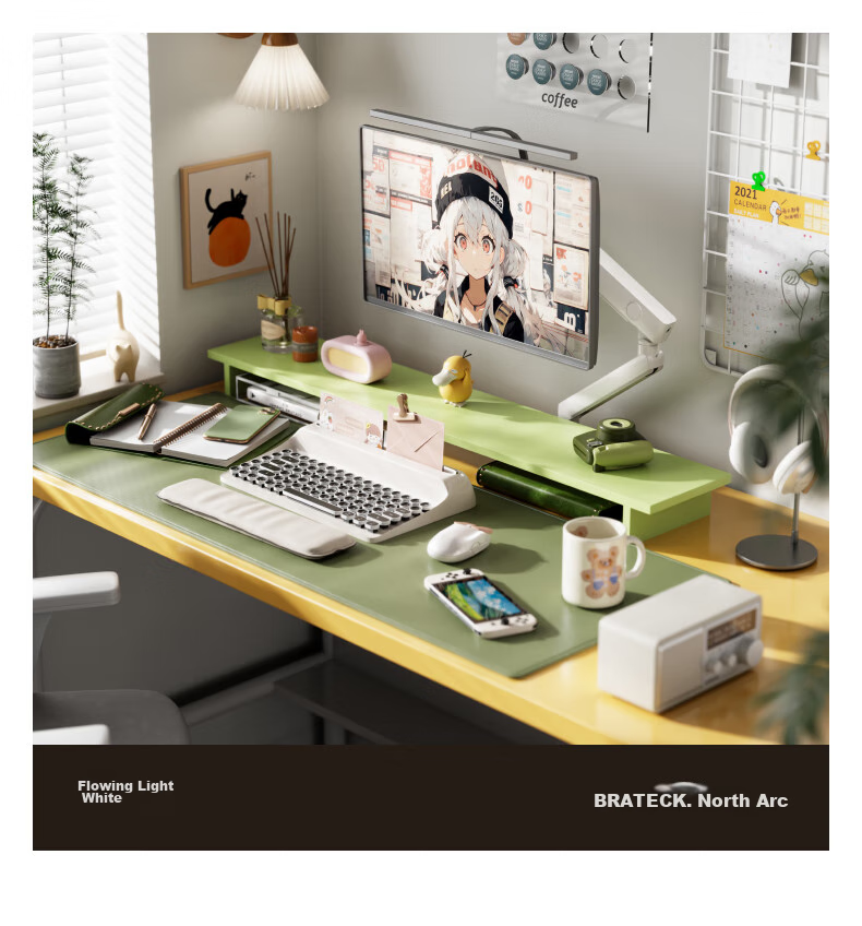Brateck Beihu Monitor Stand, Mechanical Arm, Computer Stand Desktop Clamp Base, Heavy-Duty Screen Riser E500 White 17-40 Inch, Suspended Arm 14