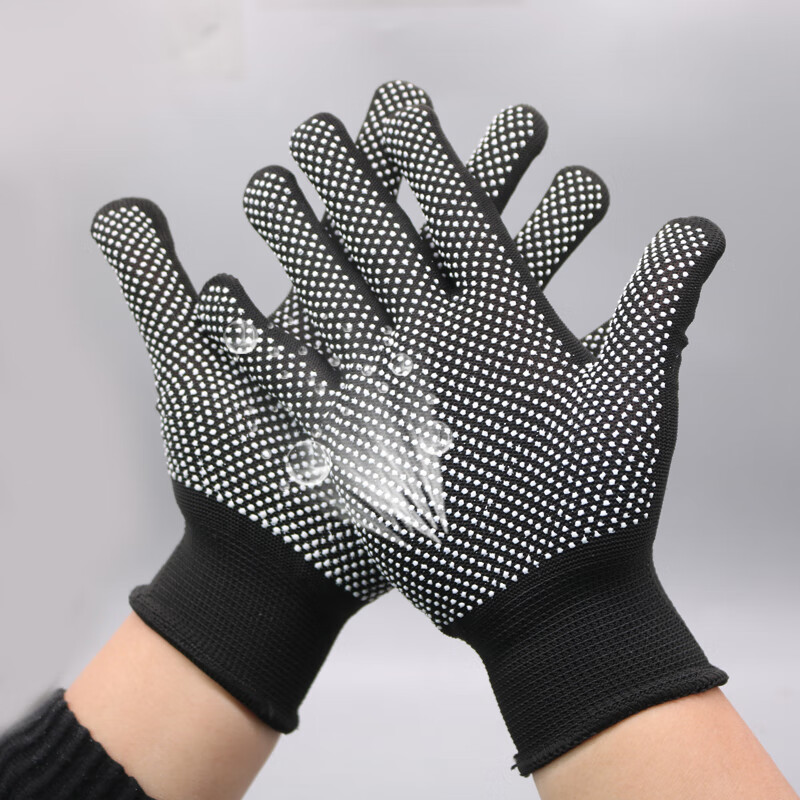 Lugong 13-Needle Nylon Dotted Work Gloves, Non-Slip Wear-Resistant Heat-Insulating Anti-Scalding, Thin Breathable Flexible, for Construction Site Auto Repair Driving Packing Maintenance Work, Gray, 12 Pairs, One Size Fits All 4