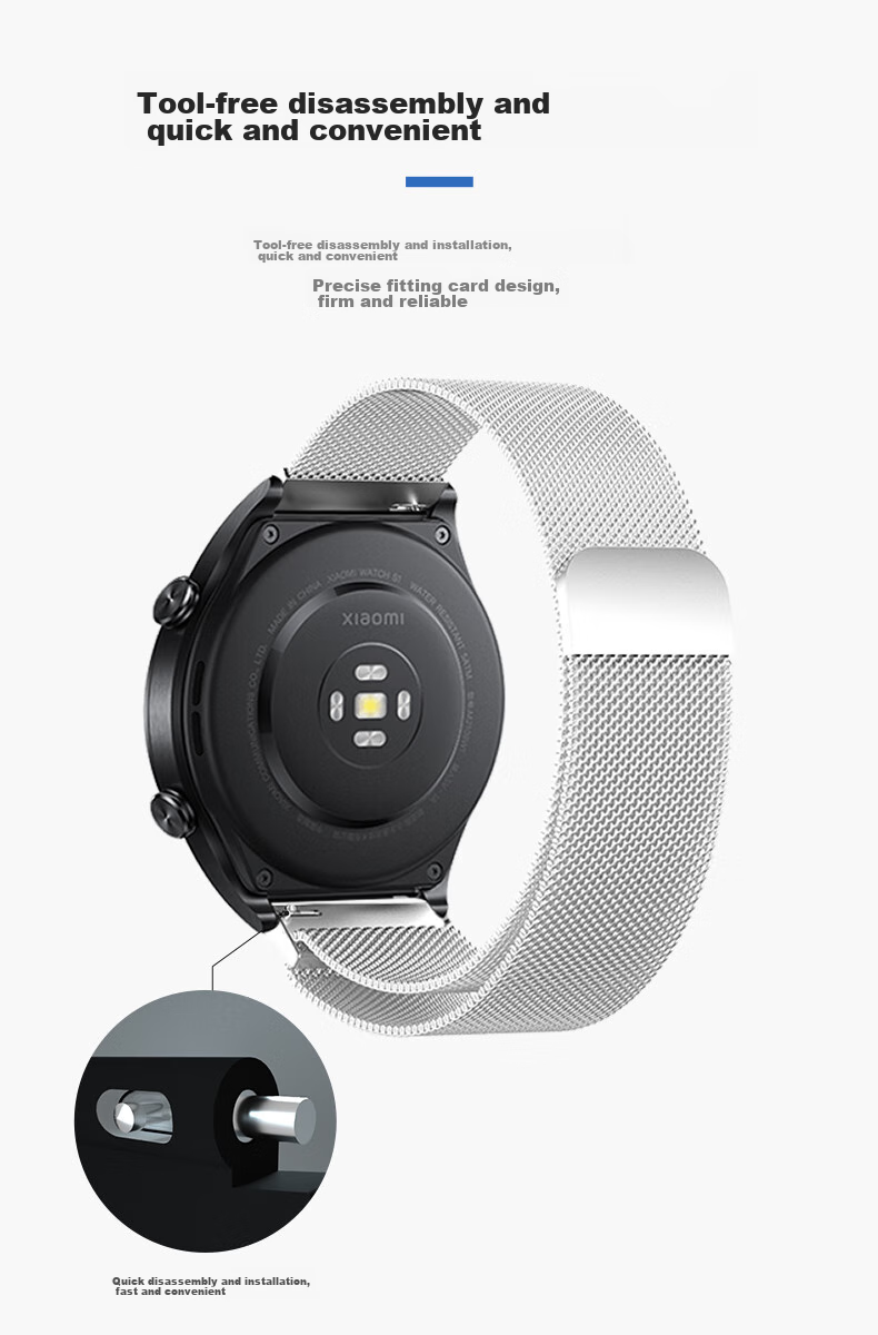 KMaxAI Compatible with Xiaomi Watch S4/3/2/1 Milanese Metal Strap Color Sport/Pro Sports Edition Stainless Steel Braided Watch Band Magnetic Watch Chain Black 13