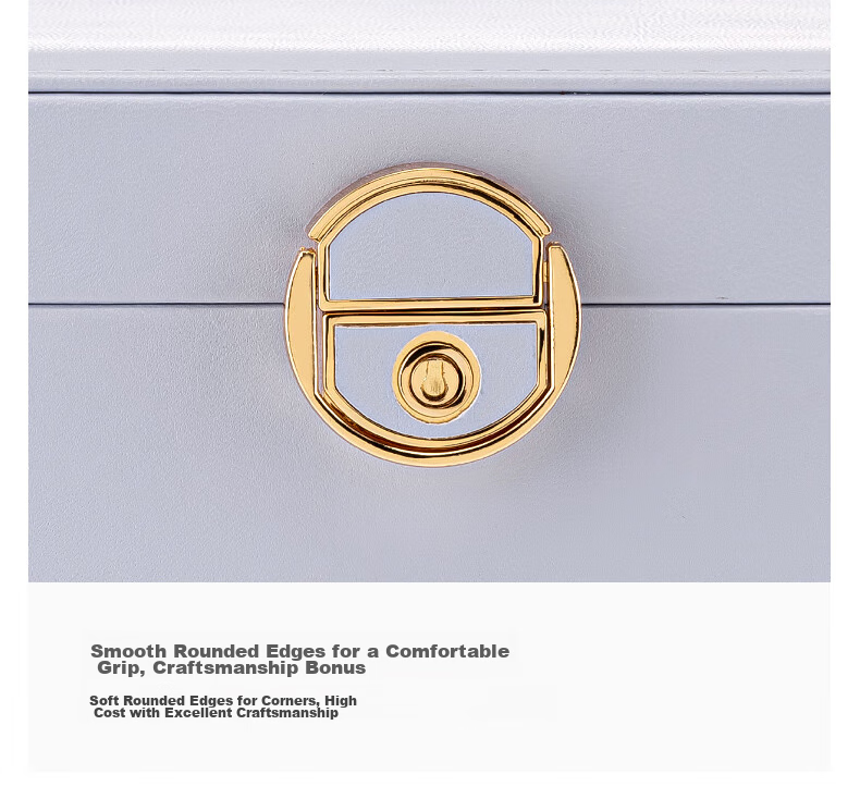 VLANDO Portable Double-Layer Lockable Jewelry Box, Travel Anti-Oxidation Earring Necklace Storage Box, High-End Luxury Mid-Autumn Festival Gift 12