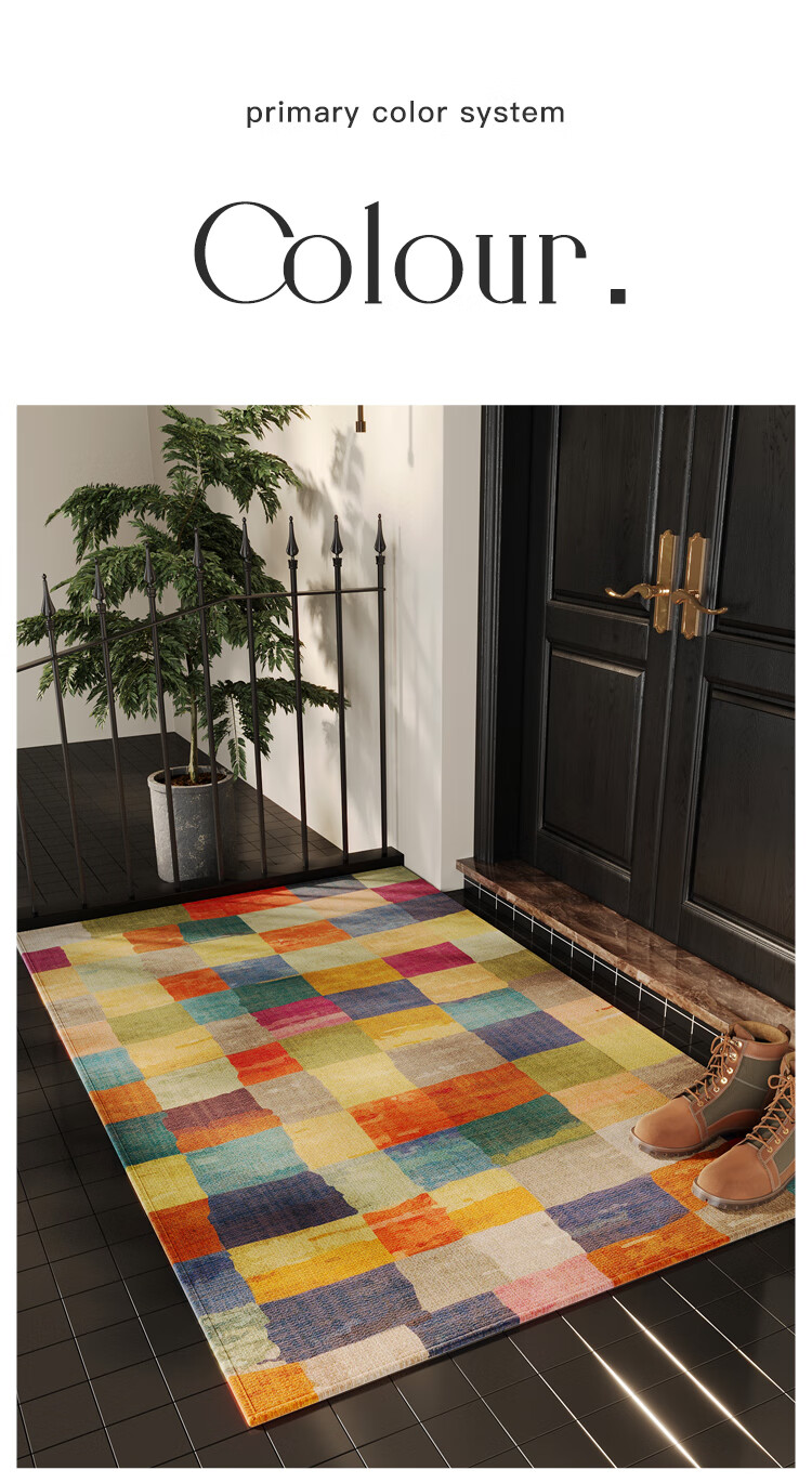 ZHUJUN American Retro Entrance Mat, Hallway Carpet, Doormat, Living Room Entrance Mat, Dust-Removing, Dirt-Resistant, Non-Slip Foot Mat 1