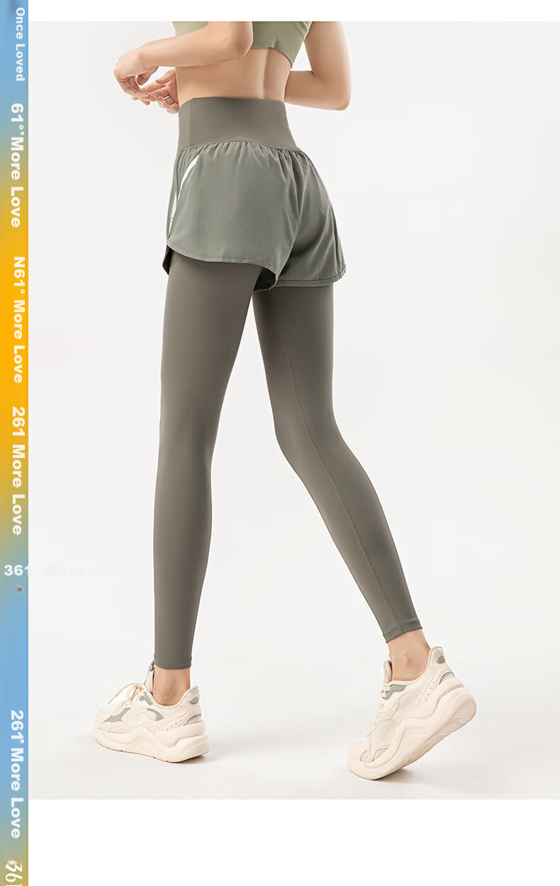 361° Women's Sports Pants, Fitness Leggings, Faux Two-Piece Yoga Pants, High-Waisted, Butt-Lifting, Slimming, Yoga Wear for Running 20