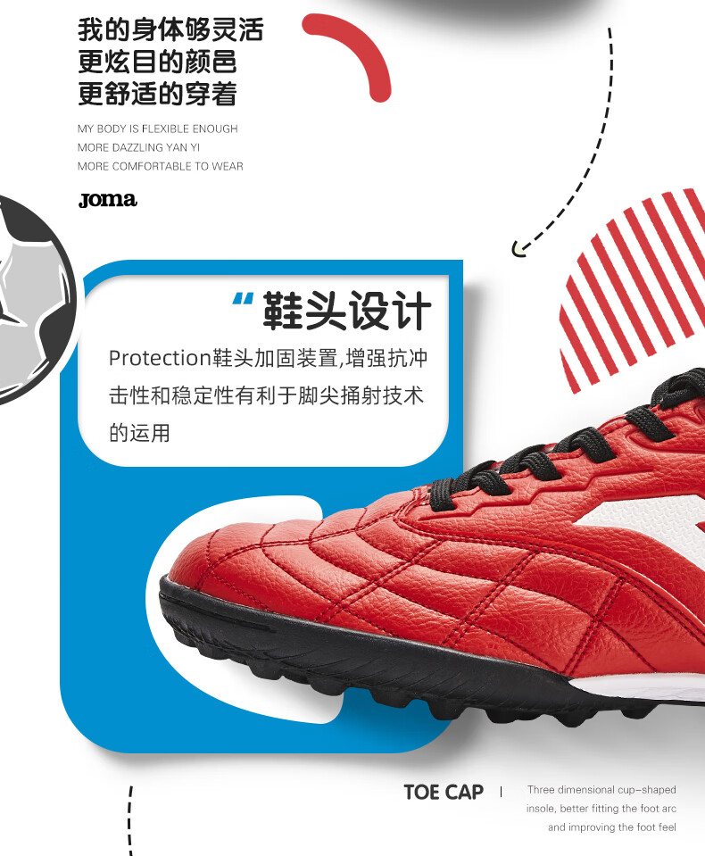 JOMA Soccer Shoes for Children, TF Turf Cleats for Boys And Girls, Youth Elementary School Students' Non-Slip Wear-Resistant Football Training Shoes, Blue And White, Size 38 1