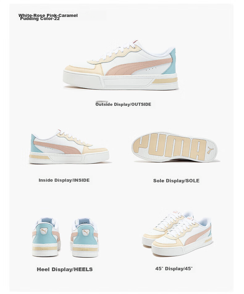 PUMA White Sneakers, Platform Tennis Shoes for Women, Sports Casual Shoes SKYE 374764, Size 38.5 16