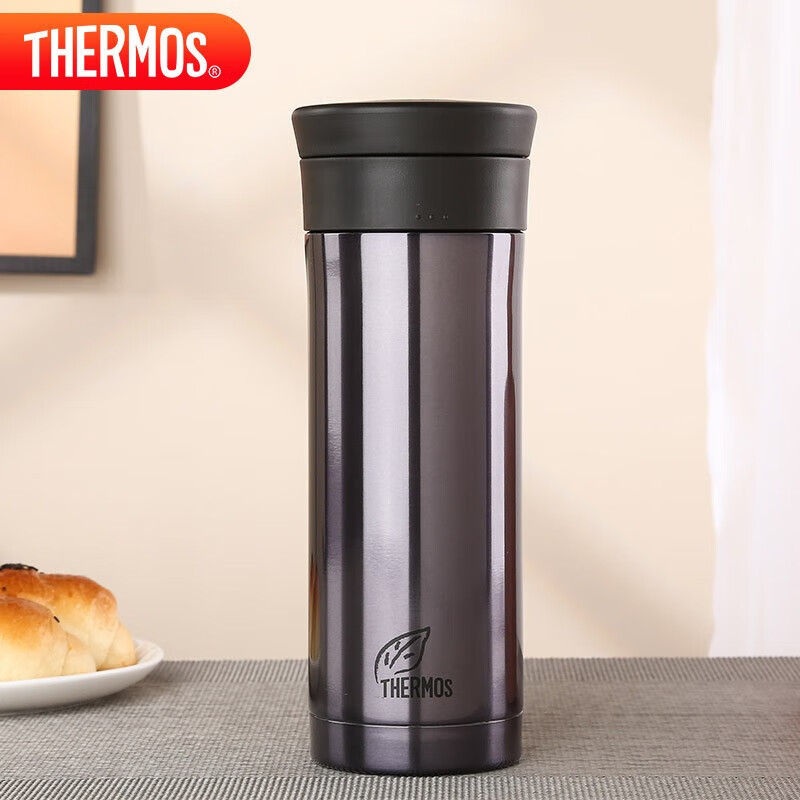 THERMOS Insulated Water Bottle, 470ml, High Vacuum Stainless Steel, for Outdoor Sports And Travel, with Tea Strainer, CMK-501 BKP