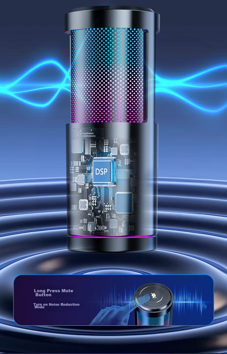 Haomuren Computer Microphone, Gaming And E-Sports Dedicated, Noise-Cancelling Condenser, Karaoke Recording, Professional Sound Card, Live Streaming Host Equipment, Microphone for Desktop, Suspended Arm Stand, Desktop And Mobile USB Wired 9