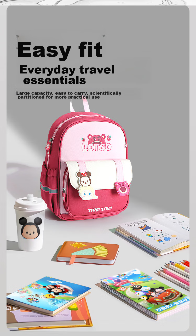 Disney Children's Backpack, Kindergarten Girl First Grade Strawberry Bear, Lightweight Cute Backpack for Boys And Girls, St80264 Blue 9