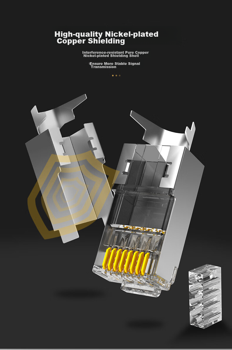 MAXCENT Category 7 Crystal Head, Pure Copper Shielded Network Cable Connector, CAT7 Engineering-Grade 10 Gigabit Network Cable Connector, 10 Pieces MJP-C71013 9