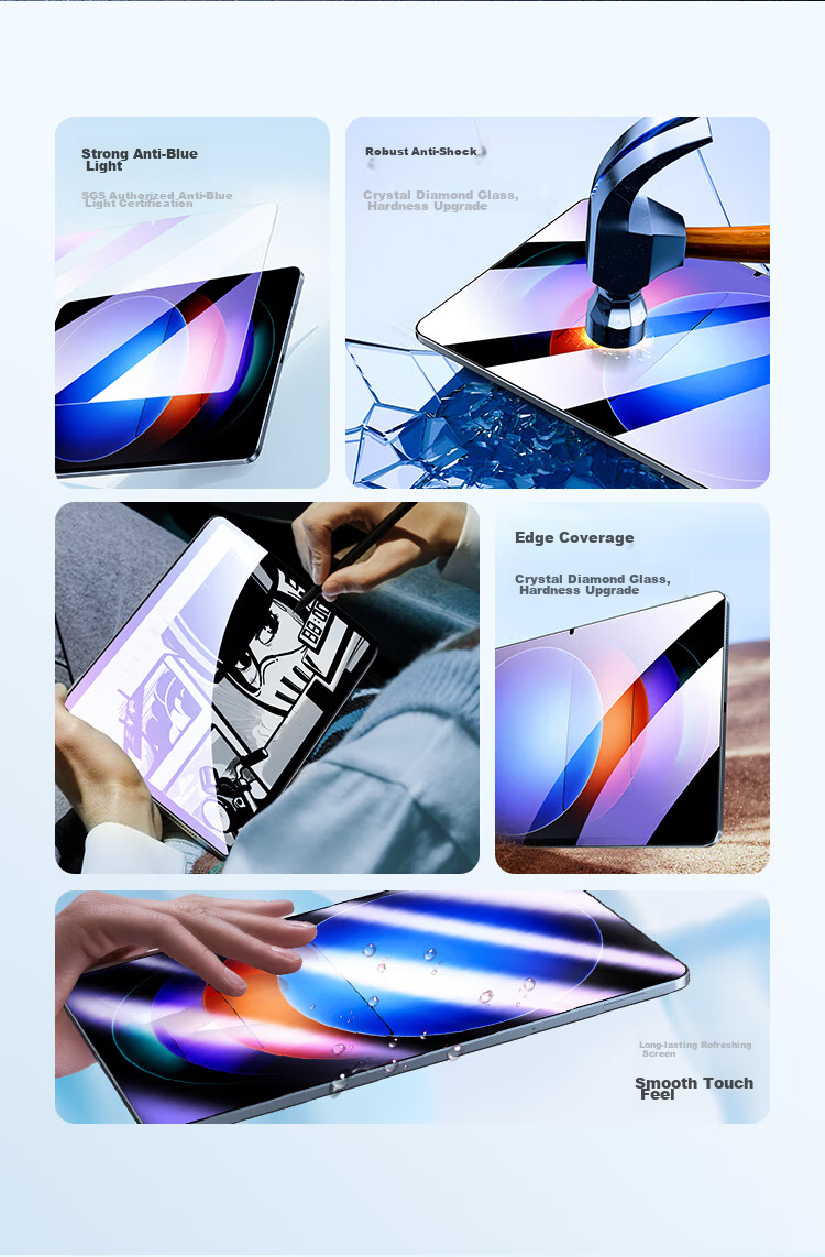 BIAZE Anti-Blue Light Tempered Glass Screen Protector for Xiaomi Pad 7S Pro/6S Pro/9Pro, Compatible with 12.4/12.5 Inch Xiaomi Tablets, PM224-Blue Light 2