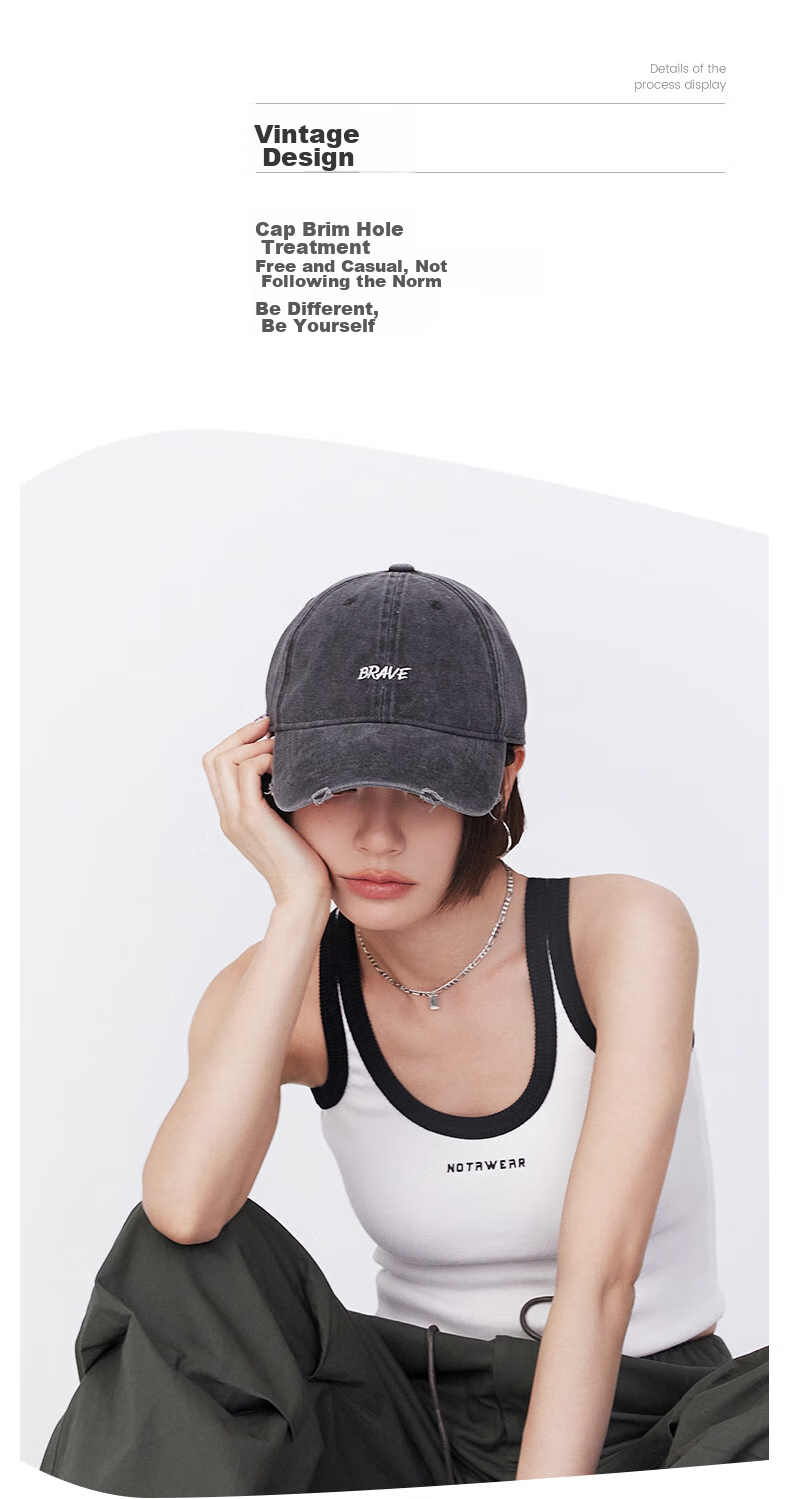 FANCET Baseball Cap for Women, Face-Slimming Sports Cap, Washed Distressed Hat with Soft Top, Pure Cotton Wide Brim Deep Duck Tongue Cap 6