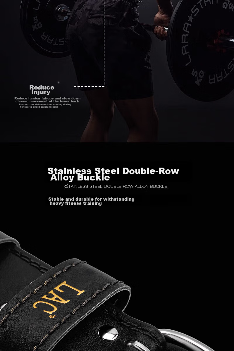 LAC Leather Fitness Waist Belt, Squat Exercise Back Support for Men And Women, Weightlifting Deadlift Strength Training, Back Width 10.5CM, Size M 3