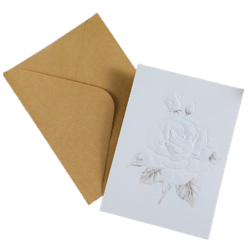 Tianse Embossed Greeting Card Set with Elegant Envelope Handwritten Love Letter Stationery Gift for Teacher Women's Day Birthday Party Favor TS-6131 Rose