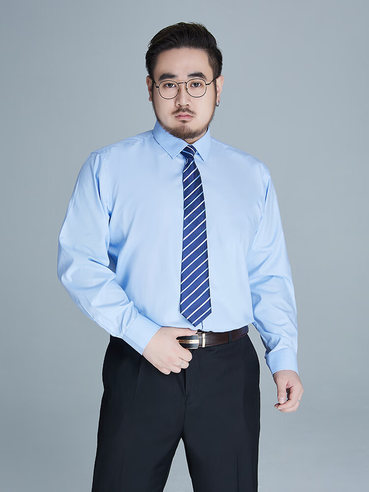 Ayoupang Large Size Bamboo Fiber Long-Sleeve Shirt for Men, Casual Business Loose Elastic Plus Size Wrinkle-Resistant Non-Iron Undershirt 19