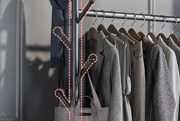 Yicainianhua Clothes Drying Rack, Floor-Standing Movable Bedroom Hanger, Simple Drying Rack for Clothes, Balcony Drying Pole, Coat And Hat Stand, 2006GY 8