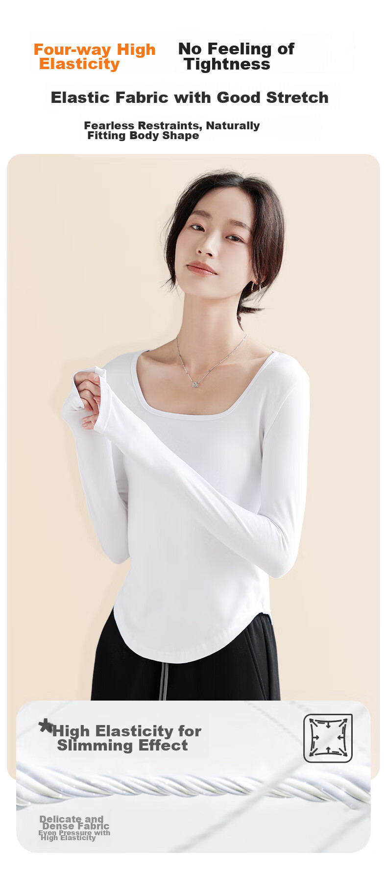 FitonTon Thick Crew Neck Base Layer, Winter Tight-Fitting Waist-Cinching Long-Sleeve T-Shirt, Slim-Fit Big Collar Top 11