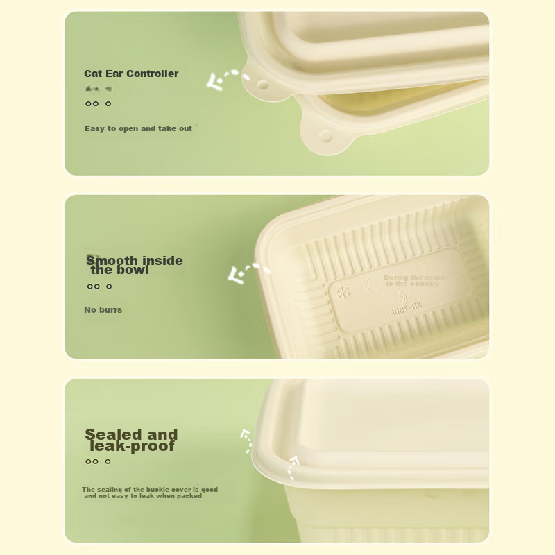 Jiecheng Disposable Biodegradable Square Food Containers, 750ml*15 Sets, with Lids, Food-Grade, Thick, Takeaway Boxes, Bowls, Microwave-Safe