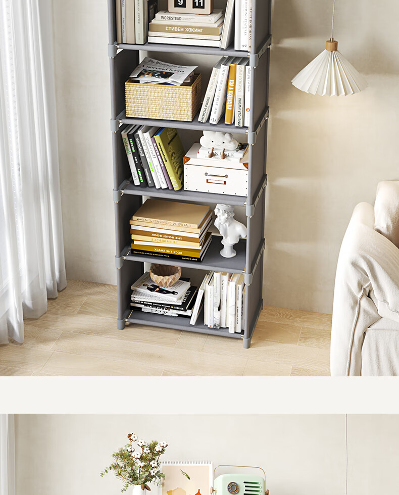 Jialiren Floor Bookshelf, Desktop Storage Rack for Students, Simple Bookcase for Dormitory And Home Use, Multifunctional Storage Shelf 15