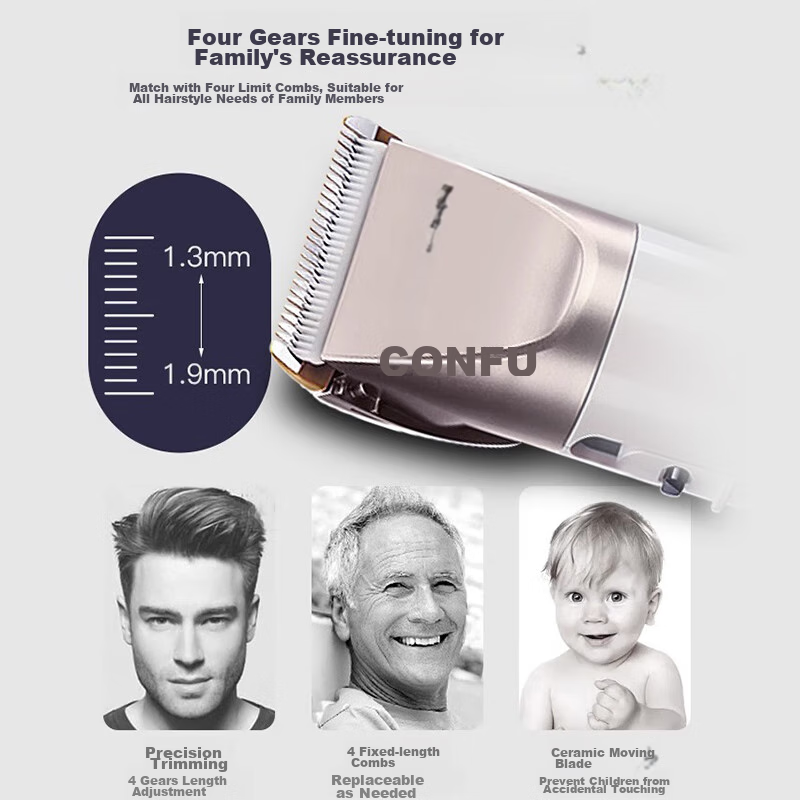 CONFU Electric Hair Clipper, Complete Set for Home Use, Adult And Children's Hair Trimmer, Professional Salon Haircutting Tools KF-T105 Graduation Gift