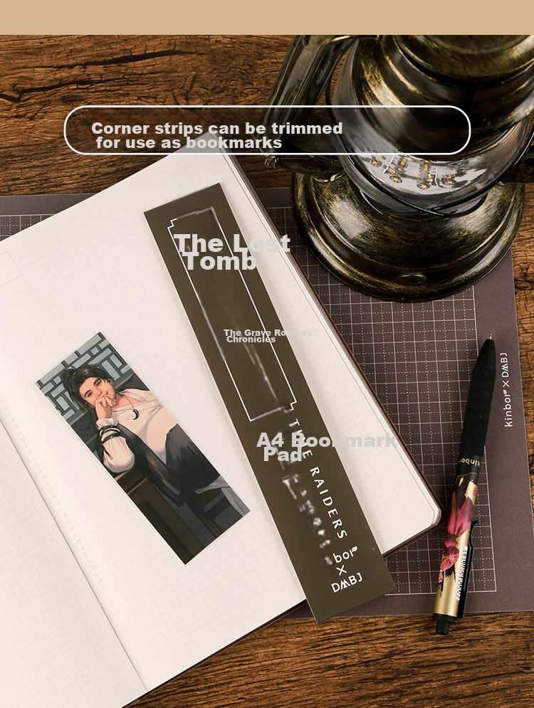 Kinbor Gold-Seeking Haolong A4 Bookmark Pad, Grave Robbers' Chronicles Co-Branded Writing Pad, Journal Art Pad, Collage Drawing Student Writing Pad DT57527 Gift 9