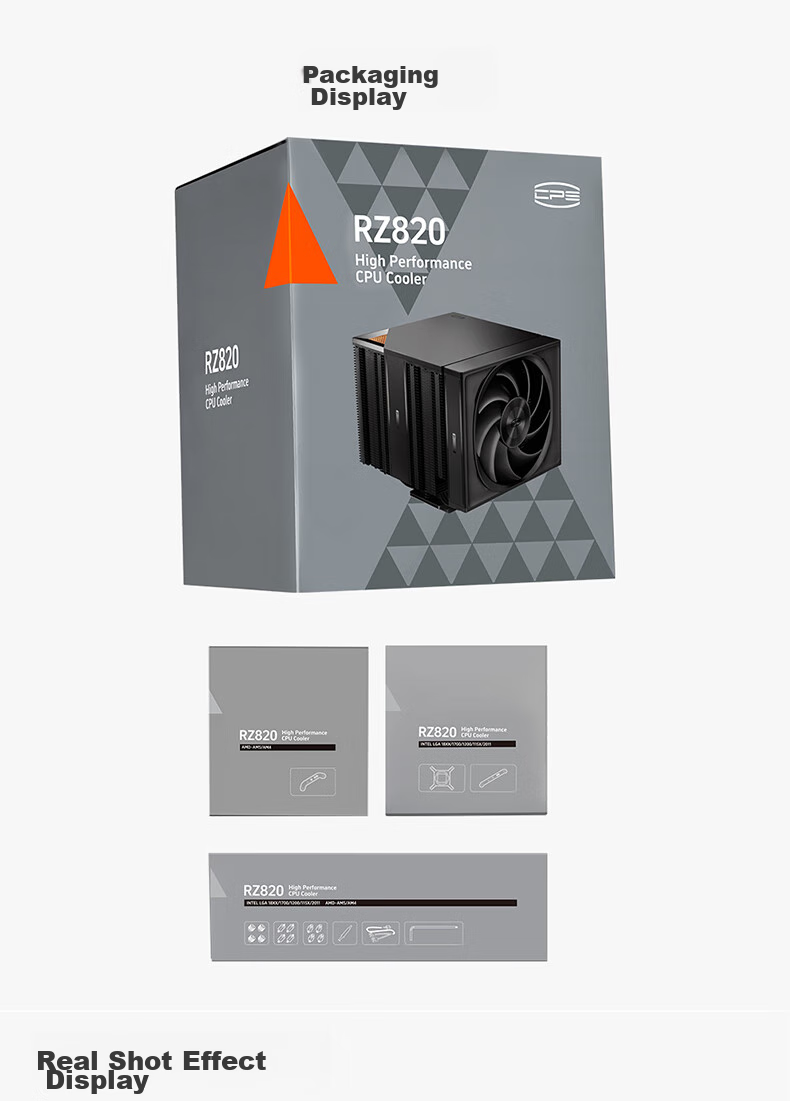 PCCOOLER RZ820 8 Heat Pipe CPU Air Cooler (290W/Mega Dual Tower/Air Aluminum ARGB Magnetic Top Cover/14CM Large Fan/Copper Base) 11