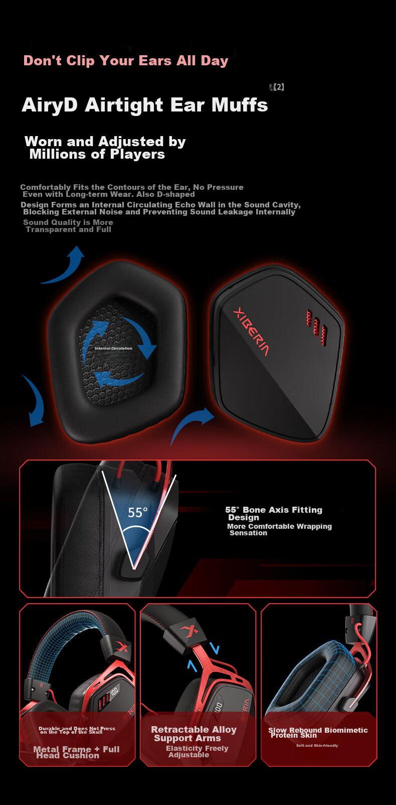 XIBERIA K03S Quad-Mode Gaming Headset with Visual Battery Indicator, Bluetooth Wireless Over-Ear E-Sports Triangular Sound Positioning Warrior Black [Recommended by Xiaodingdang] 12