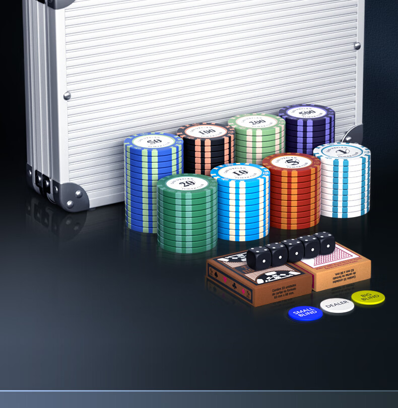 Wangjing Poker 200 Pieces Clay Poker Chips Texas Hold'em Poker Chips Box Set Mahjong Chips Coins Chess Chips Aluminum Box 2