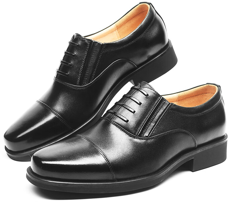 3515 Qiangren Formal Shoes for Men with Three-Joint Design, Leather Business Casual Slip-On Style, Top-Grain Cowhide, Black, Size 46 6