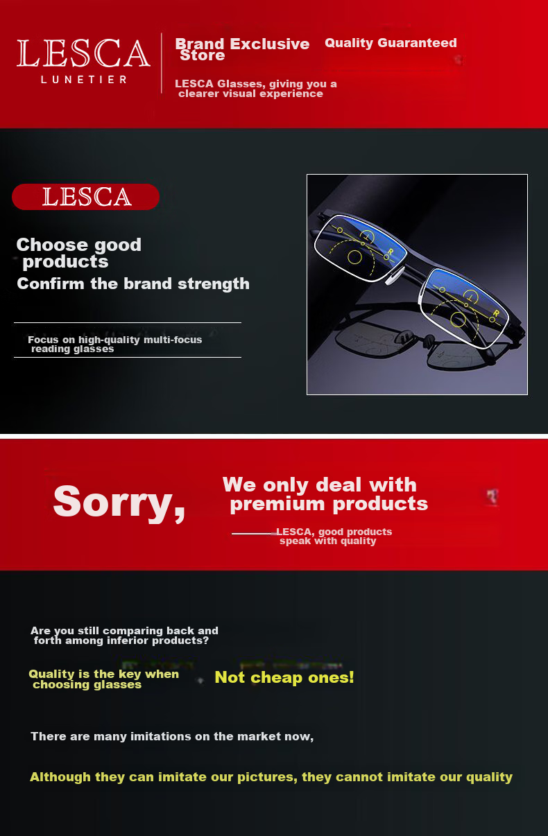 LESCA LUNETIER German Technology Automatic Zoom Reading Glasses for Men, Smart Bifocal Imported Anti-Blue Light Semi-Rimless Reading Glasses for Elderly Wome 2