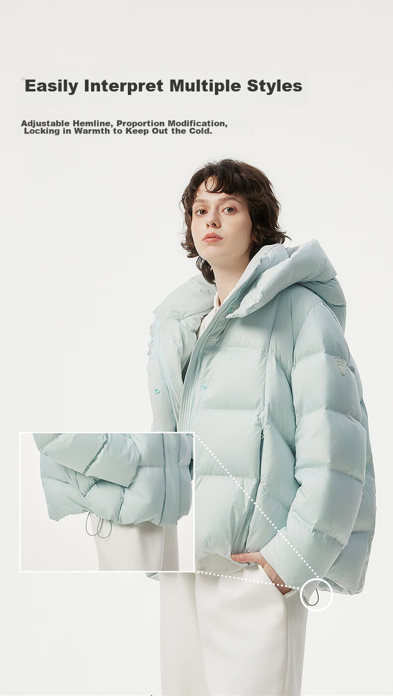 Tanboer Women's Short down Jacket with Detachable Hood, Fashionable Oversized Autumn And Winter Coat, Thick 530368D, Frost Blue, Size 160 12