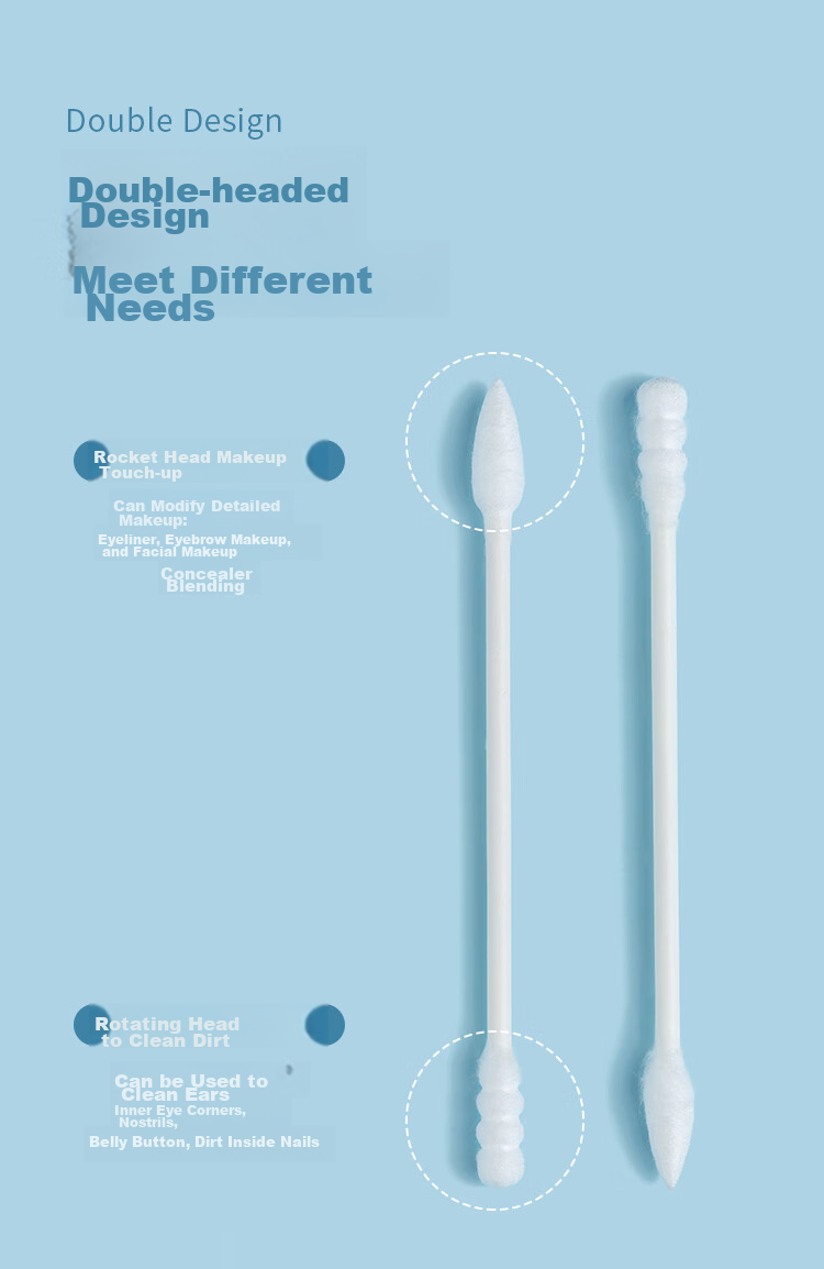 Ukiss Double-Ended Cotton Swabs, 200 Pieces * 2 Boxes, Ear Cleaning Swabs, Pointed And Spiral Tips, Disposable Cleaning Sticks 2