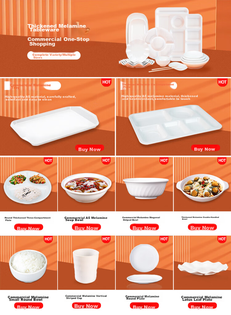 Jinwanfu Commercial Melamine Plate Hotel Tableware 10-Inch Self-Service Round Plate for Dishes, Stir-Fry, Fried Rice, And Noodles 1