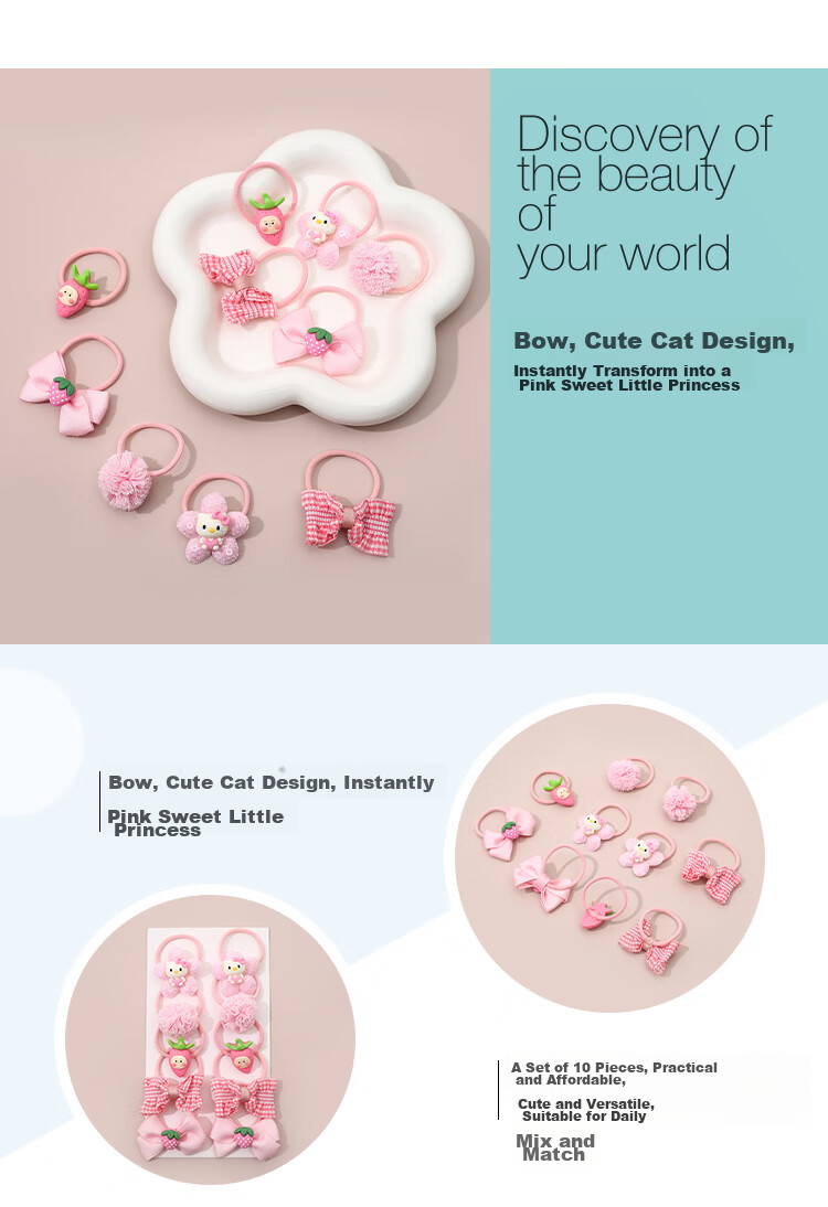 CHIMERA 4-Piece Children's Hair Ties, Bun Maker, High Ponytail Holder, Non-Damaging Hair Bands, Girls' Mid-Autumn Festival Gift 3