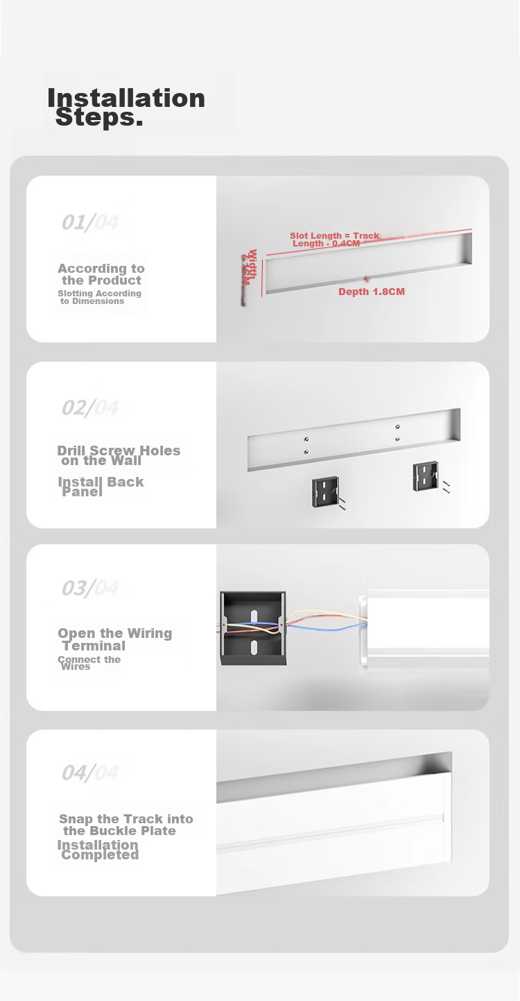 Aokesi Embedded Track Socket, Mobile Rail Power Strip for Home Kitchen Use, Sliding Concealed Track Socket Switch, 60cm Track + 4 Five-Hole White Sockets 18