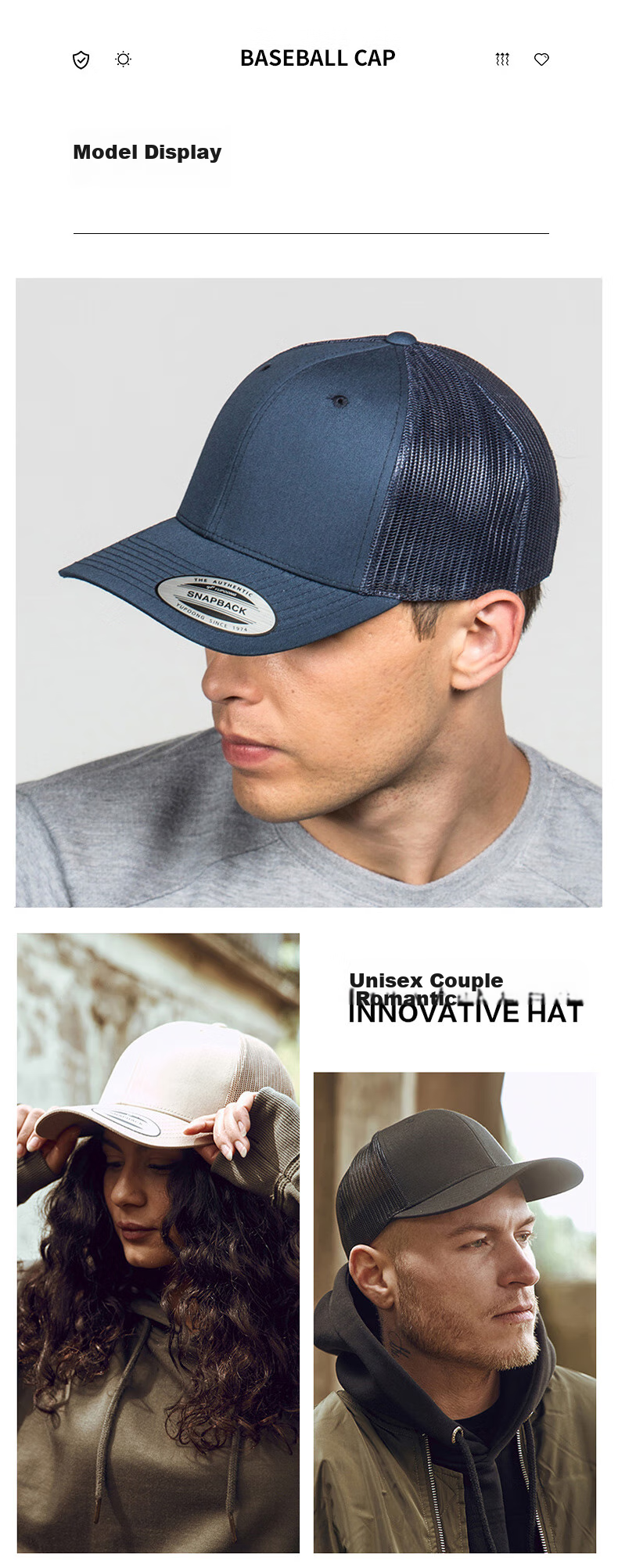 FLEXFIT Men's Mesh Baseball Cap, Spring And Summer Sun Protection Hat, Adjustable Truck Driver Visor Cap, One Size Fits All 12