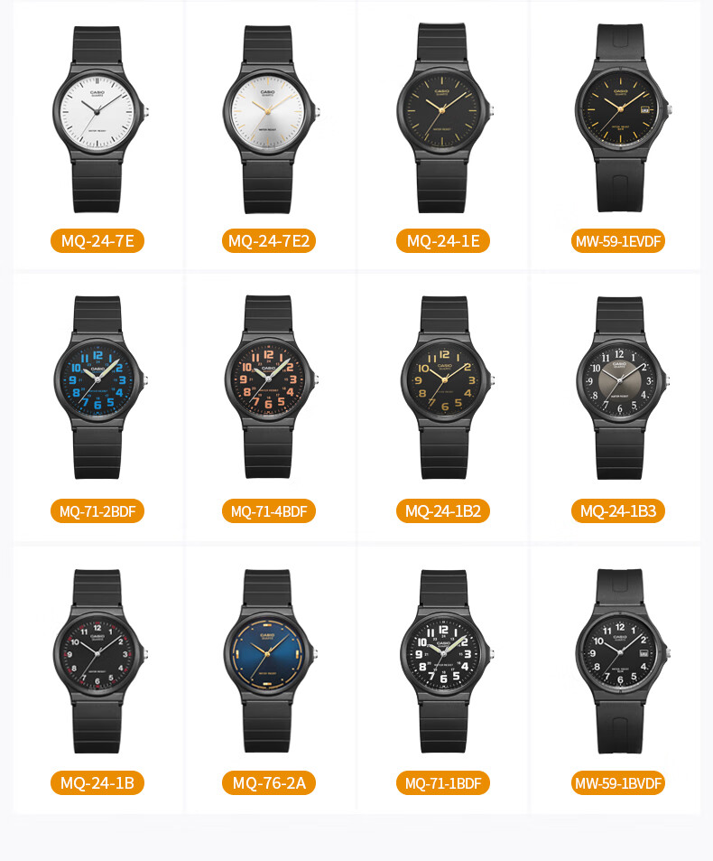Casio Black Watch for Men And Women, Unisex Student Official Exam Quartz Watch MQ-24UC 8