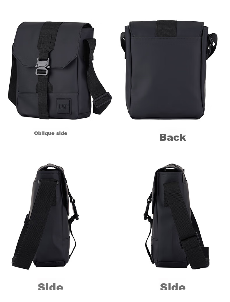 CAT Crossbody Bag, PU Casual Outdoor Messenger Bag, Sports Shoulder Bag, 11-Inch IPad Small Bag, Lightweight And Fashionable, Black, 84515 10