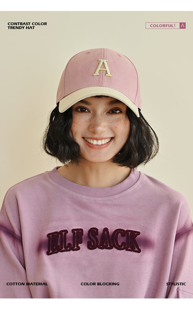 CACUSS Women's Embroidered Baseball Cap Spring Duckbill Hat Luxury Pure Cotton Hard Top Face-Slimming Sun Hat Peony Pink 10