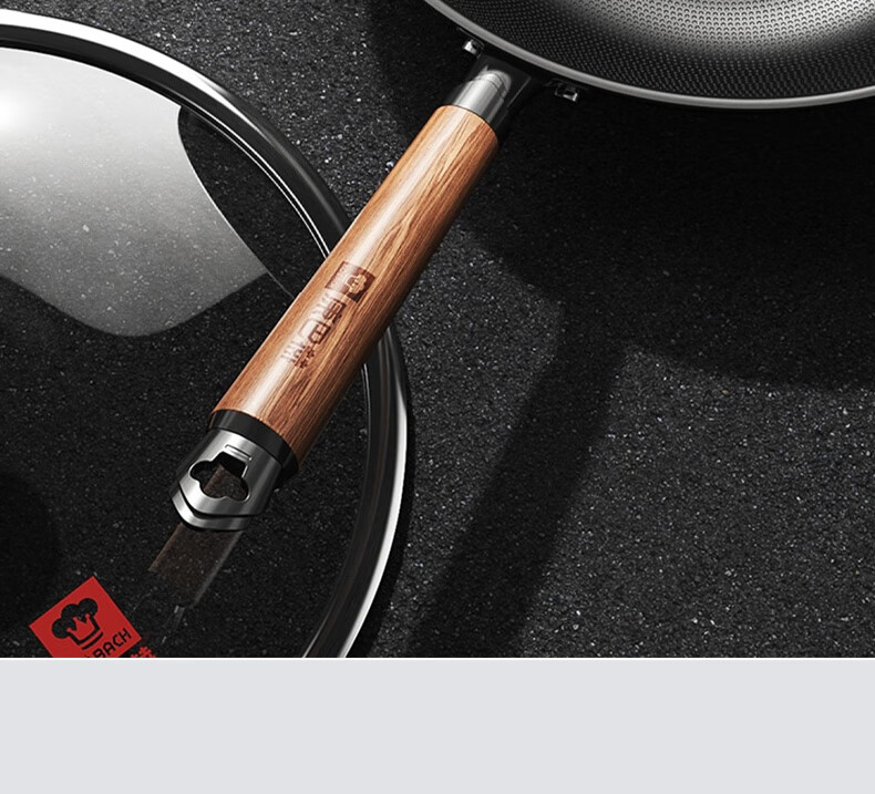 Kobach Wok Iron Pan Non-Stick Frying Pan, Uncoated Bionic Non-Stick Iron Pan, Suitable for Stove, 34cm 26