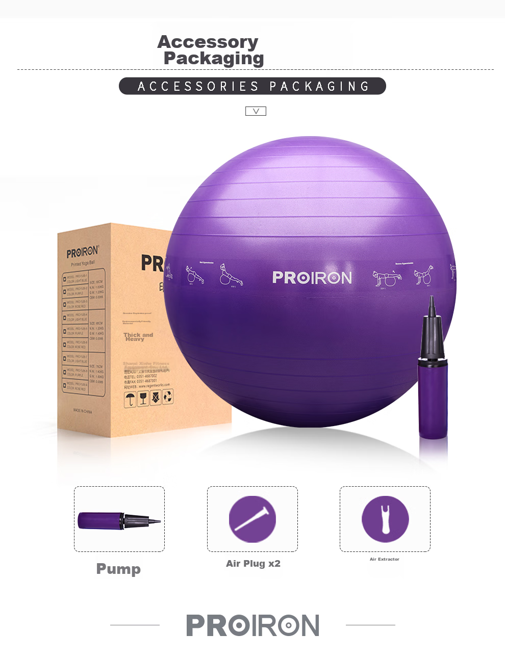 PROIRON Puli'ai Yoga Ball, Thickened Anti-Burst Fitness Ball for Adults, Large Balance Ball, 65cm Elegant Gray 13