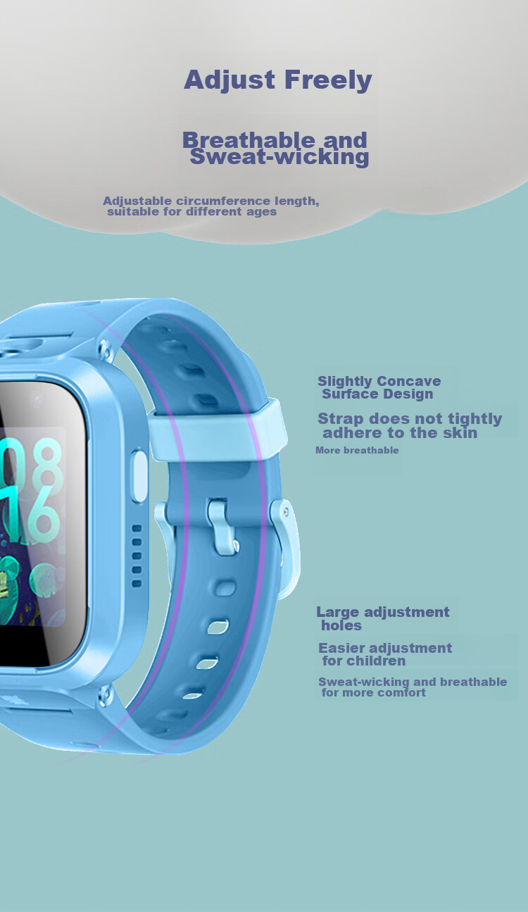 Freeson Compatible with Mitu Children's Smartwatch 6X Strap, Xiaomi Learning Watch 6x Strap, Detachable Replaceable Skin-Like Soft Silicone Wristband for Smart Video And Photo Watch, Blue 4